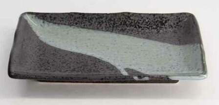 TOKYO DESIGN STUDIO - Mino Craft Rectangular Plate 21x13.5x2.8cm Bk/Bl 6/48