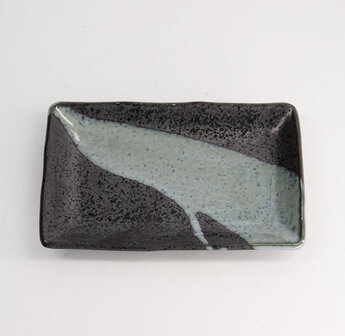 TOKYO DESIGN STUDIO - Mino Craft Rectangular Plate 21x13.5x2.8cm Bk/Bl 6/48