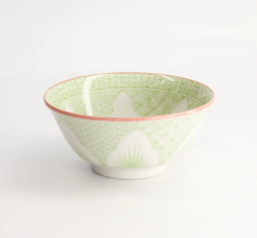 TOKYO DESIGN STUDIO - Lily Flower Tayo Bowl 14.8x6.8 550ml Green HB-3625/B 6/48