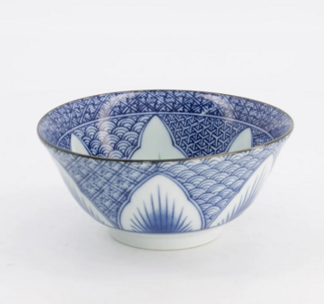 TOKYO DESIGN STUDIO - Lily Flower Tayo Bowl 14.8x6.8 550ml Blue HB-3625/E 6/48