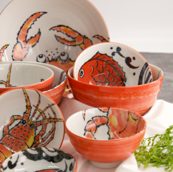 TOKYO DESIGN STUDIO - Seafood Bowl 13.2x7.3cm 500ml Lobster Red LB554/E 6/48