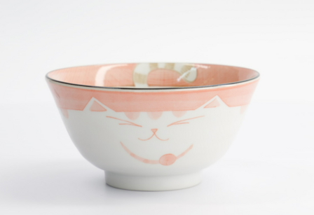 TOKYO DESIGN STUDIO - Kawaii Bowl Cat Neko 15.7x8.5cm 800ml Pink HY56/P 5/40