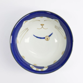 TOKYO DESIGN STUDIO - Kawaii Cat Neko Tayo Bowl 15x7cm 500ml Blue KY56/78 6/48