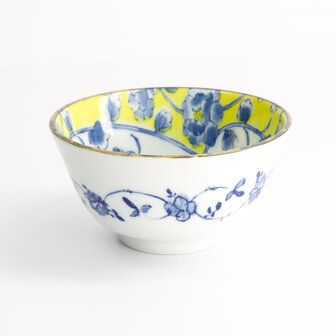 TOKYO DESIGN STUDIO - Botan Rice Bowl 12x6.4cm Yellow/Blue 22600 6/72