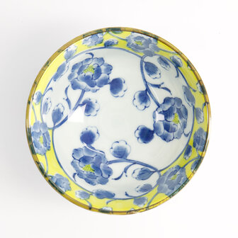 TOKYO DESIGN STUDIO - Botan Rice Bowl 12x6.4cm Yellow/Blue 22600 6/72