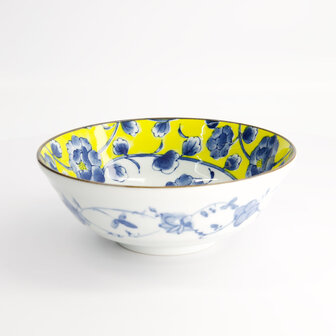 TOKYO DESIGN STUDIO - Botan Ramen Bowl 20.5x7.8cm 1000ml Yellow/Blue 22602 3/36