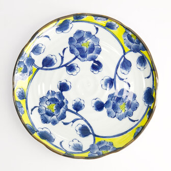 TOKYO DESIGN STUDIO - Botan Plate 21.6x2.5cm Yellow/Blue 22598 6/36