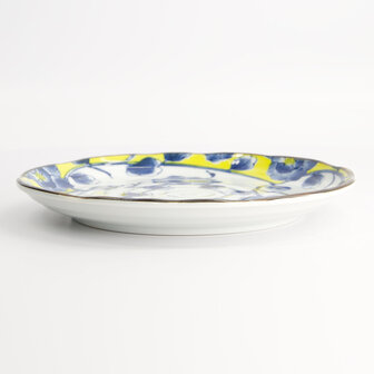 TOKYO DESIGN STUDIO - Botan Plate 21.6x2.5cm Yellow/Blue 22598 6/36