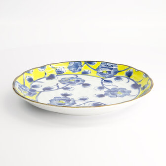 TOKYO DESIGN STUDIO - Botan Plate 24.7x3cm Yellow/Blue 22599 6/36