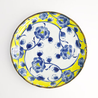 TOKYO DESIGN STUDIO - Botan Plate 24.7x3cm Yellow/Blue 22599 6/36