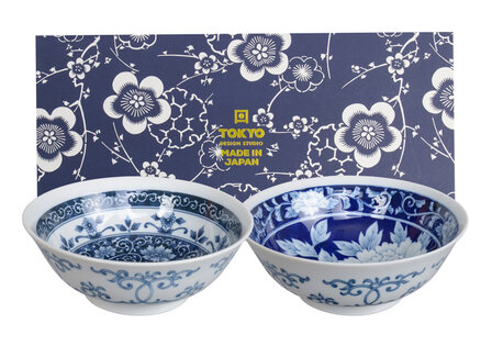 TOKYO DESIGN STUDIO - Mixed Bowls Ramenbowl Set 19x7.5cm 1000ml Peony TH578/1 4/32, Flower TH578/6 4/32