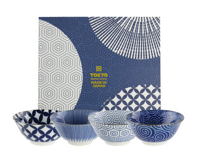 TOKYO DESIGN STUDIO &ndash; Mixed Bowls &ndash; Tayokommen Set &ndash; 4 Stuks &ndash; 15x7cm &ndash; 550ml