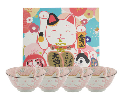 TOKYO DESIGN STUDIO - Kawaii Giftset 4pcs 15x7cm 500ml Pink Luckycat Neko 7F