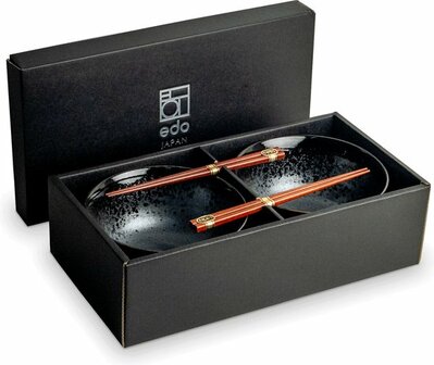 EDO JAPAN - Noodle Kommen Set - Koge Serviesset - 4 delig - Geschikt voor 2 personen - Geleverd in een geschenkdoos! 