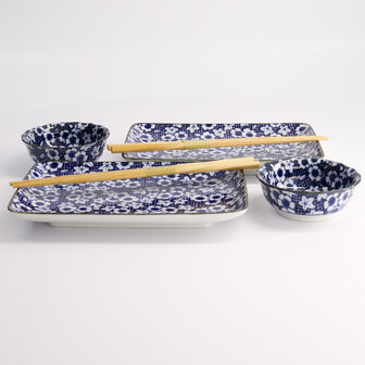 TOKYO DESIGN STUDIO - Sushi Giftset Nunome 4pcs w/chop 20.4x13cm &amp; 9x3.5cm B 1/6