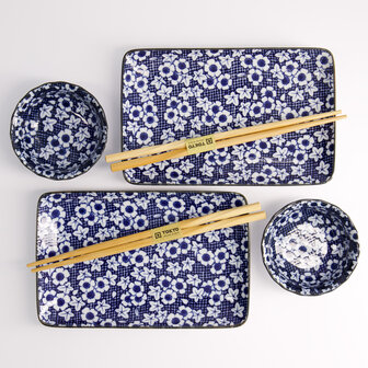 TOKYO DESIGN STUDIO - Sushi Giftset Nunome 4pcs w/chop 20.4x13cm &amp; 9x3.5cm B 1/6