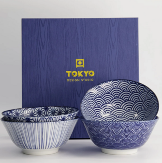 TOKYO DESIGN STUDIO - Nippon Blue Tayo Bowl Giftset 4pcs 15.2x6.7cm 500ml TN-08/ABDF 1/6