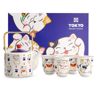 TOKYO DESIGN STUDIO - Kawaii Lucky Cat Tea Set 1:4 0.8lt 21769 1/6