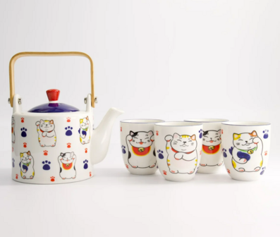 TOKYO DESIGN STUDIO - Kawaii Lucky Cat Tea Set 1:4 0.8lt 21769 1/6