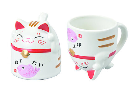 TOKYO DESIGN STUDIO - Kawaii Lucky Cat Mug Pink Giftset 8.7x10.2cm 350ml DL18/RC 1/36