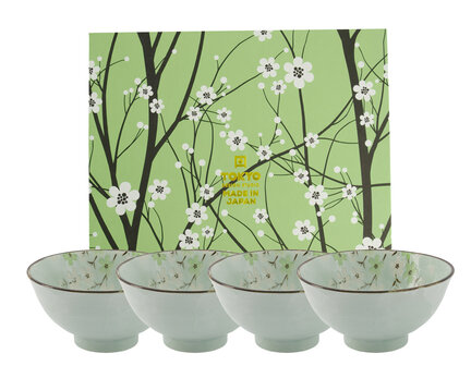 TOKYO DESIGN STUDIO - Green Cosmos Bowl Giftset 4pcs 16x8cm 600ml 3D 22028 1/6