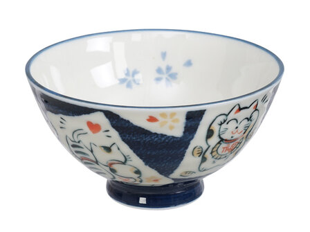 TOKYO DESIGN STUDIO - Kawaii Rice Bowls 11.2x6cm 300ml Bowl Cat Neko Blue HR54/BC 5/120