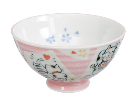 TOKYO DESIGN STUDIO - Kawaii Rice Bowls 11.5x6.2cm 300ml Bowl Cat Neko Pink HR54/PC 5/120