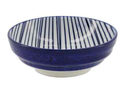 TOKYO DESIGN STUDIO - Nippon Blue Dish 9.5x3cm Lines H 15988 12/144