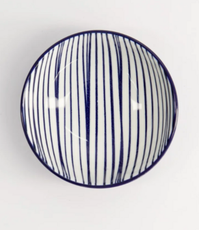 TOKYO DESIGN STUDIO - Nippon Blue Dish 9.5x3cm Lines H 15988 12/144