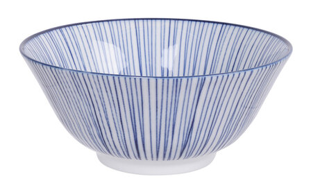 TOKYO DESIGN STUDIO - Nippon Blue Tayo Bowl 15.2x6.7cm 500ml Lines TN-02/D 6/48