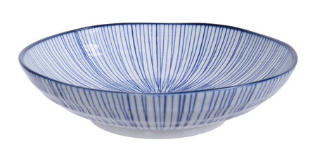 TOKYO DESIGN STUDIO - Nippon Blue Pasta Plate 21x5.2cm Lines YW-07/D 3/36