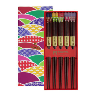 TOKYO DESIGN STUDIO - Chopstick Giftset/5 Wooden Multi Color 296A 21293 1/100