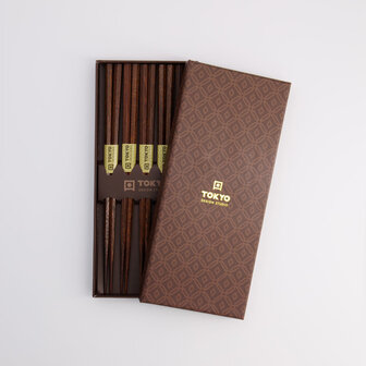 TOKYO DESIGN STUDIO - Chopstick Giftset/5 Hexagon Brown 8223B 21400 1/100