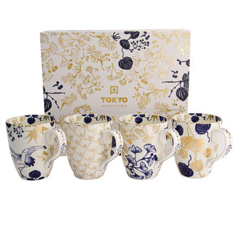 TOKYO DESIGN STUDIO - Flora Japonica Gold Mug Giftset 4pcs 8.5x10.2cm 380ml 21784 1/6