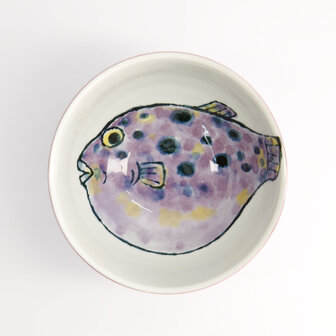 TOKYO DESIGN STUDIO - Seafood Bowl 15.8x8.1cm 950ml Blowfish Fugu Purple 4/32