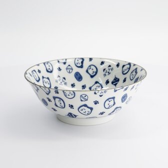 TOKYO DESIGN STUDIO - Kawaii Lucky Cat Neko Ramen Bowl 18,2 x7.7cm 1000ml Blue HB-7711/B 4/32