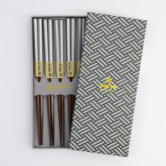 TOKYO DESIGN STUDIO - Chopstick Giftset/5 Platinum C-1318-2 1/100