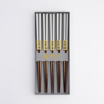 TOKYO DESIGN STUDIO - Chopstick Giftset/5 Platinum C-1318-2 1/100