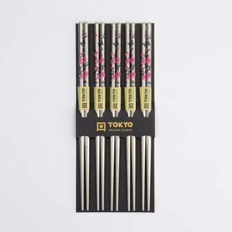 TOKYO DESIGN STUDIO - Chopstick Set/5 Stainless Steel Sakura ST-5 10/200