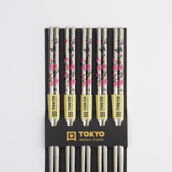 TOKYO DESIGN STUDIO - Chopstick Set/5 Stainless Steel Sakura ST-5 10/200