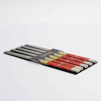 TOKYO DESIGN STUDIO - Chopstick Set/5 Stainless Steel Red SS-13 17907 10/200