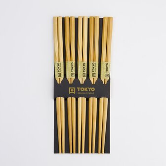 TOKYO DESIGN STUDIO - Chopstick Set/5 Brown Twist 8463 10/200