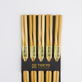 TOKYO DESIGN STUDIO - Chopstick Set/5 Brown Twist 8463 10/200