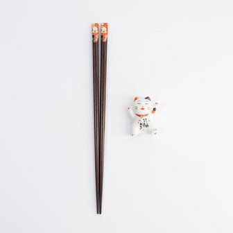 TOKYO DESIGN STUDIO - Chopstick Giftset Chopstick and Rest Lucky Cat E 18878 10/200