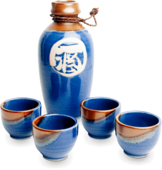 Edo Japan - Japanse Sake Set - Set 4 cups - 1 Pot 500ml - Giftbox