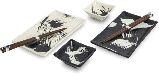 EDO JAPAN - SUSHI SET ZWART WIT 6DLG