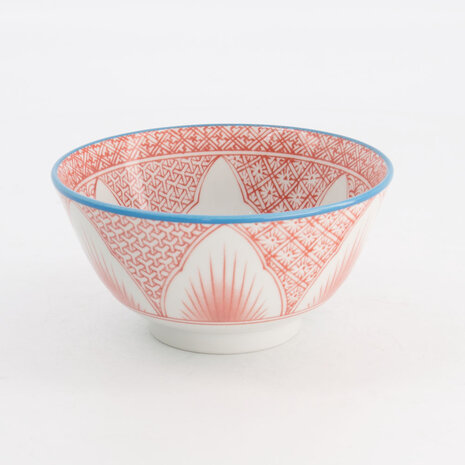 TOKYO DESIGN STUDIO - Lily Flower Small Tayo Bowl 13.5x6.8cm 300ml Red 21161 6/48