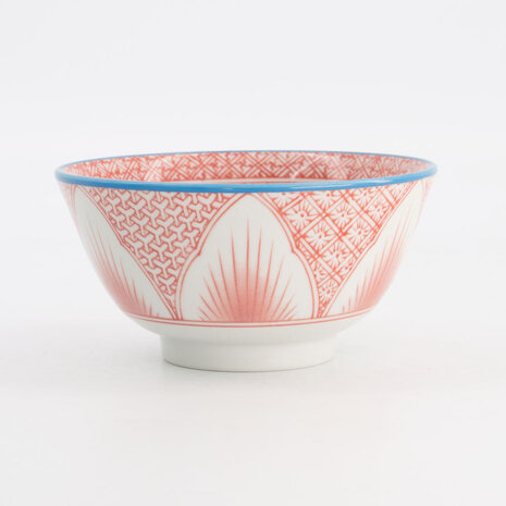 TOKYO DESIGN STUDIO - Lily Flower Small Tayo Bowl 13.5x6.8cm 300ml Red 21161 6/48