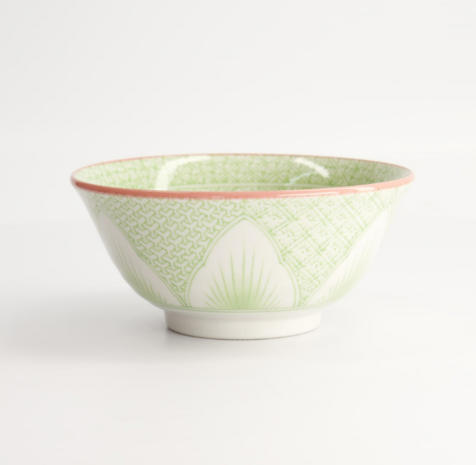 TOKYO DESIGN STUDIO - Lily Flower Tayo Bowl 14.8x6.8 550ml Green HB-3625/B 6/48