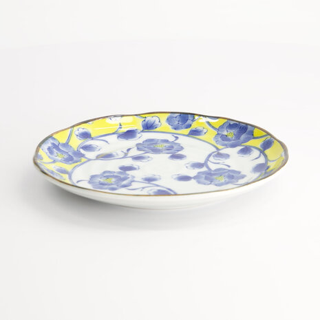 TOKYO DESIGN STUDIO - Botan Plate 16.5x2cm Yellow/Blue 22597 12/96